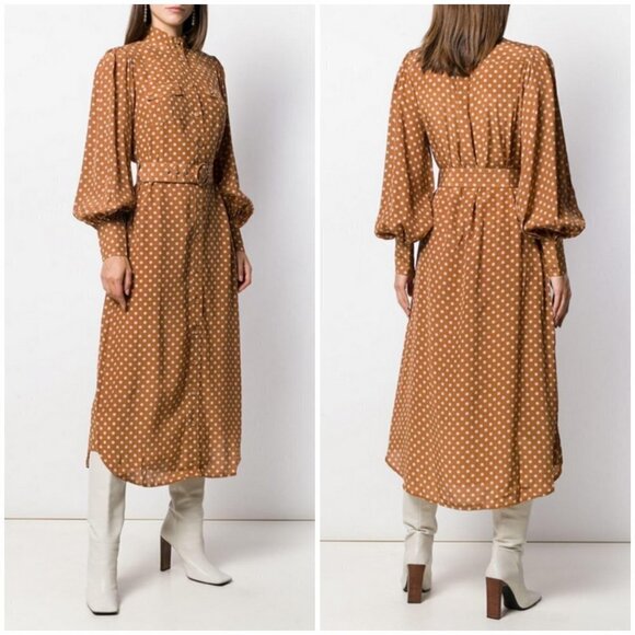 💕ZIMMERMANN💕 Espionage Belted Silk Shirt Dress ~ Polka Dot Print 2 - Picture 1 of 16